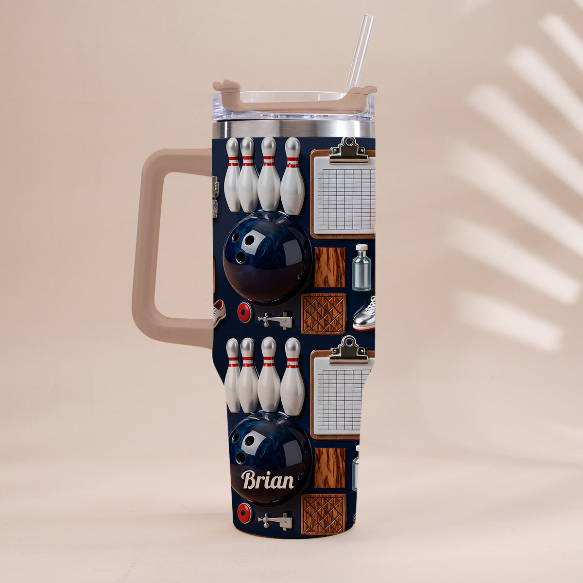 Love Bowling - Personalized Bowling Tumbler With Handle