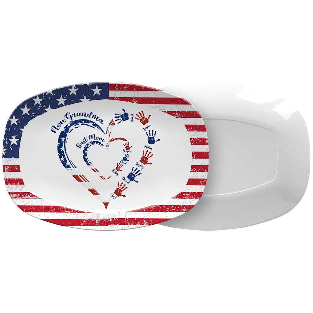 First Mom Now Grandma - Personalized Grandma Plate
