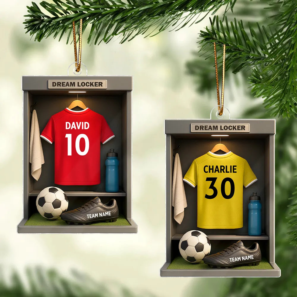 Soccer Locker Acrylic Ornament – Perfect Holiday Gift for Soccer Lovers & Players