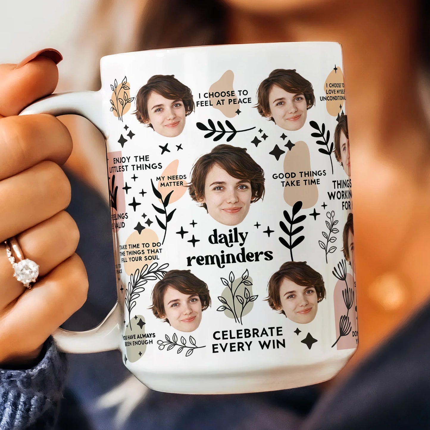 Personalized Ceramic Mug with Multi-Face Design – Couple’s Gift
