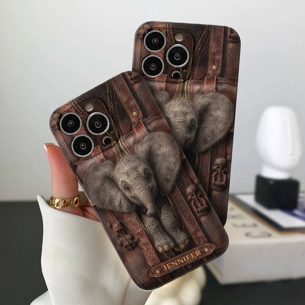 Just A Girl Who Loves Elephant - Personalized Elephant Leather Phone Case