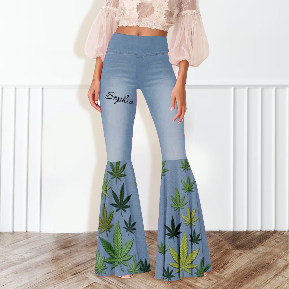 Cannabis - Personalized Weed Flare Leggings