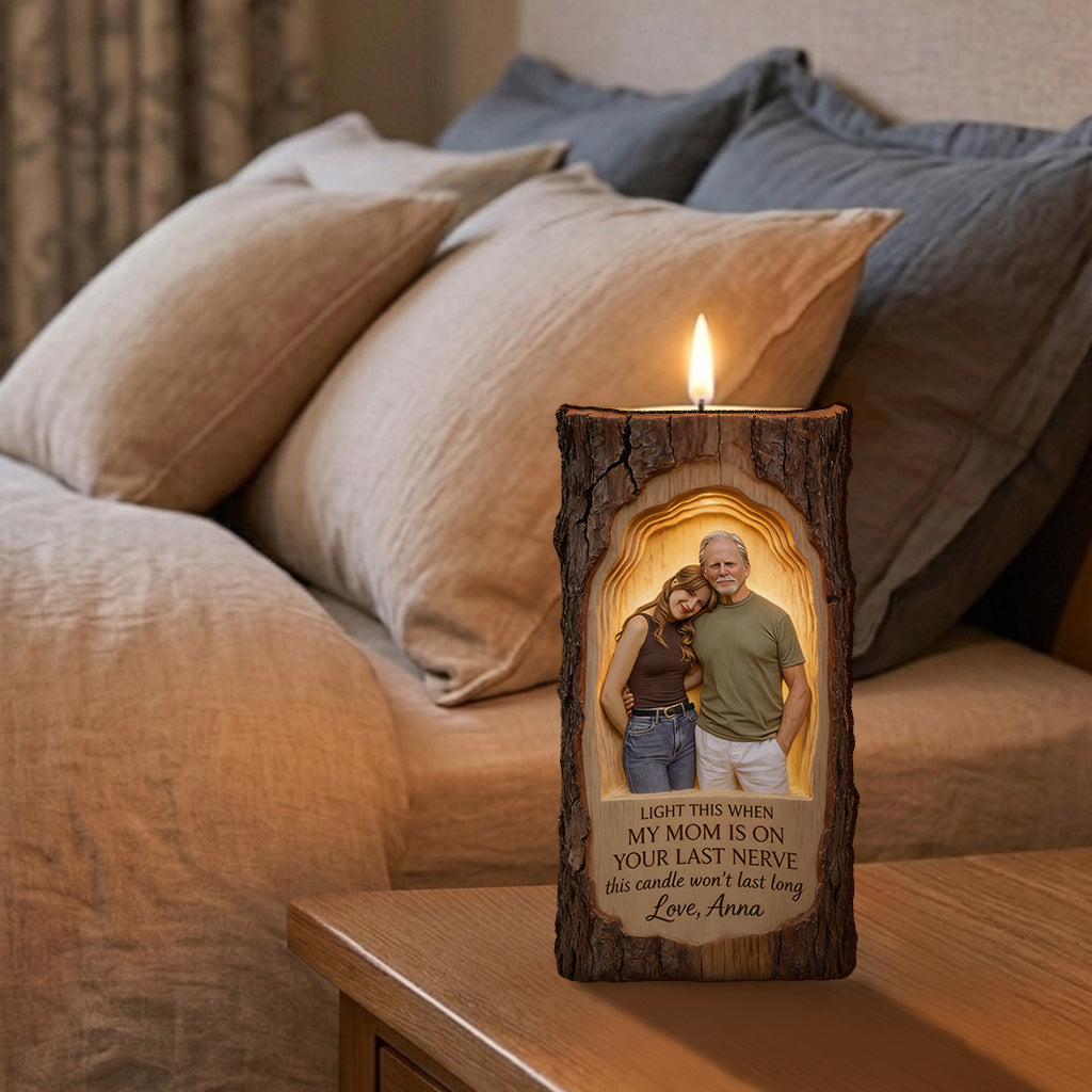 Light This Candle - Personalized Father Custom Shape Wooden Candle Holder