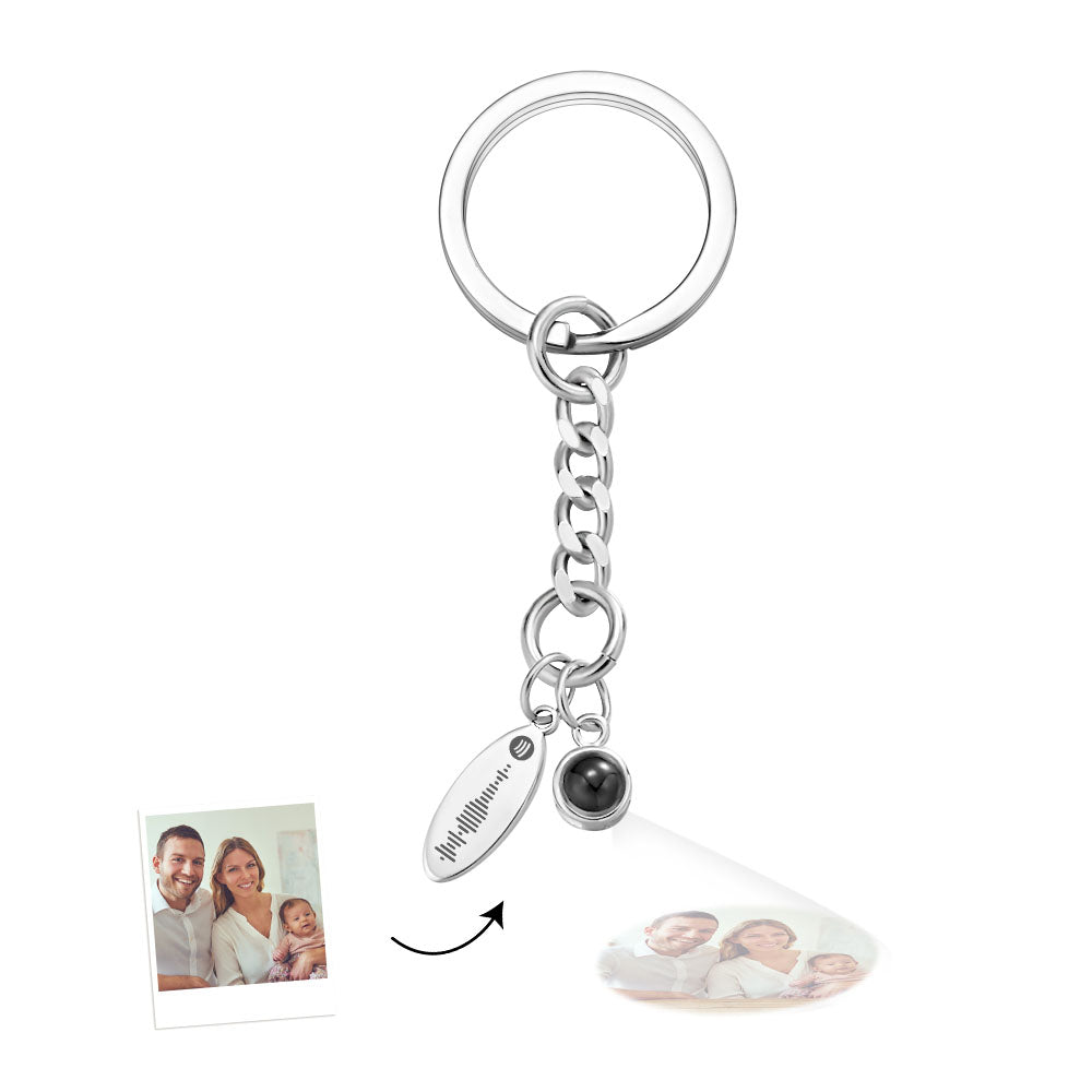 Custom Photo Music Code Projection Mini Keychain - gift for anyone, who lost a loved one - Personalized Keychain