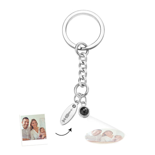Custom Photo Music Code Projection Mini Keychain - gift for anyone, who lost a loved one - Personalized Keychain