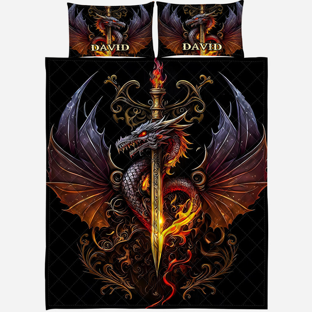 Heart Of A Dragon - Personalized Dragon Quilt Set