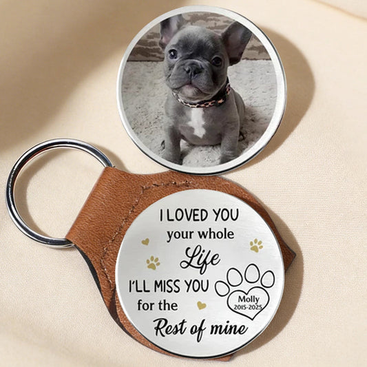 Pet Memorial Pocket Hug with Custom Photo Keychain A Small Daily Comfort Token 'I'll Miss You for the Rest of Mine' Gift