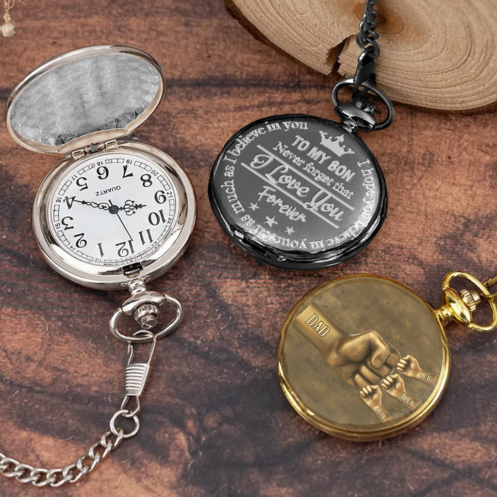 Daddy Fist Bump Gift for Son - Personalized Son Pocket Watch