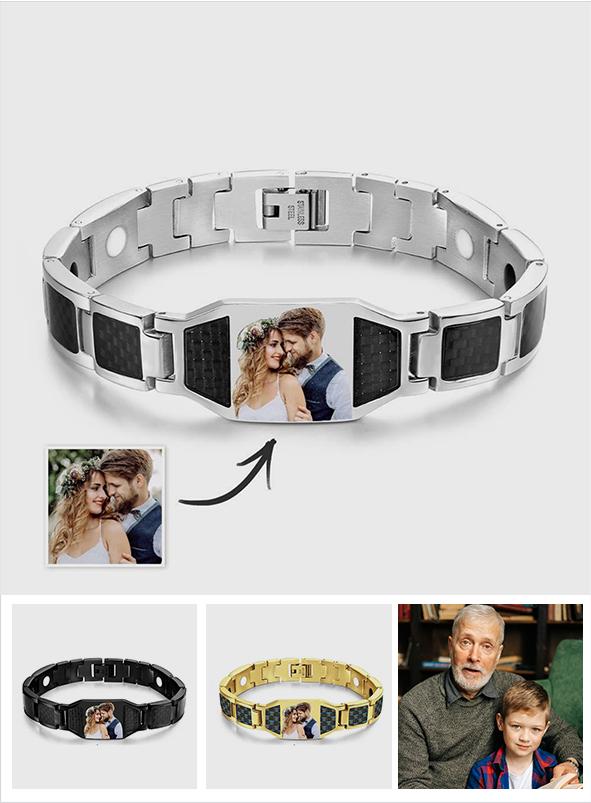 Any Photo - Personalized Photo ID Bar Men's Bracelet Bangle