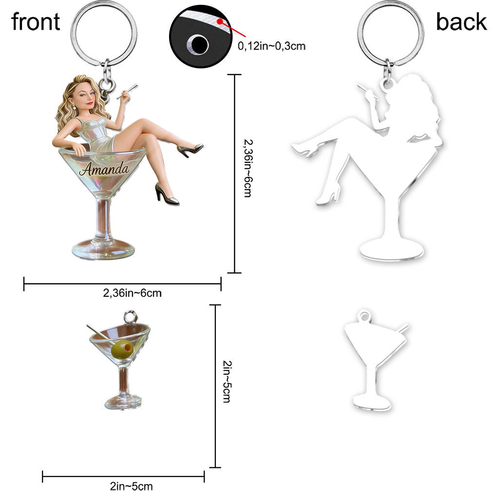 Custom Any Photo - Personalized Cocktail Keychain With Charms