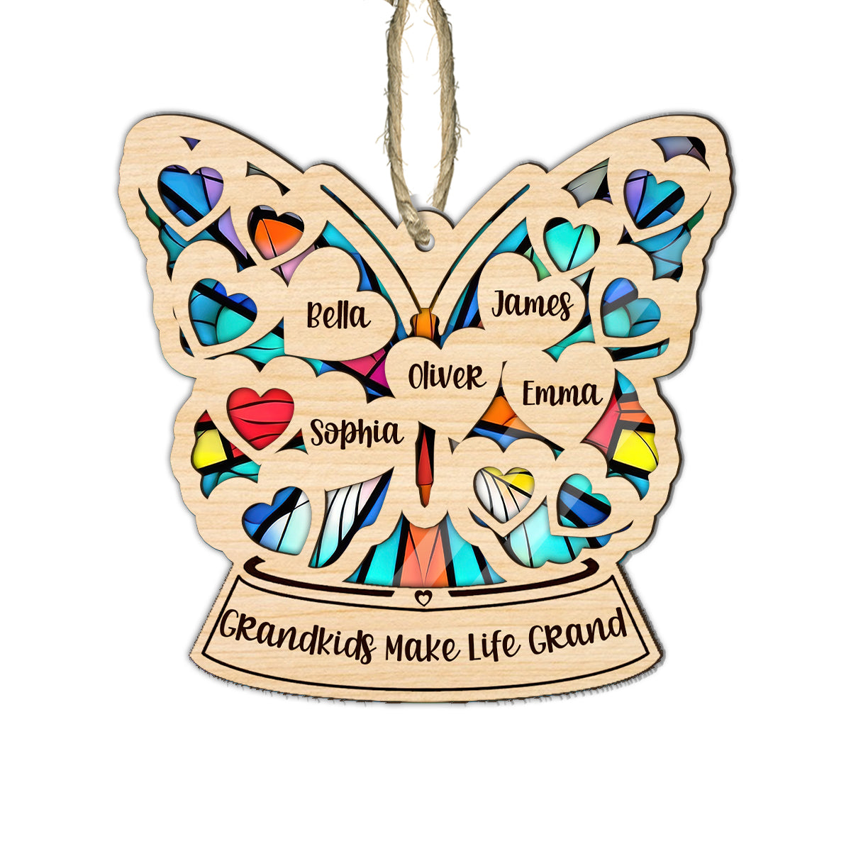 Grandma Mom Heart Butterfly - Personalized Grandma Suncatcher