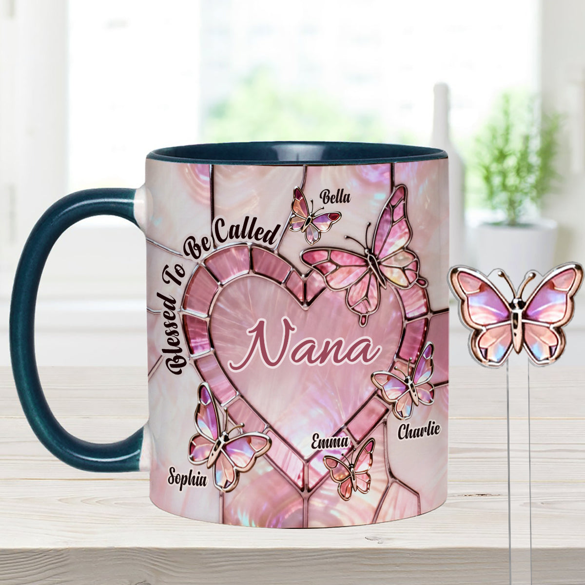Blessed To Be Called Nana Mama Gigi Grandma - Personalized Grandma Set Accent Mug with Acrylic Stirrers