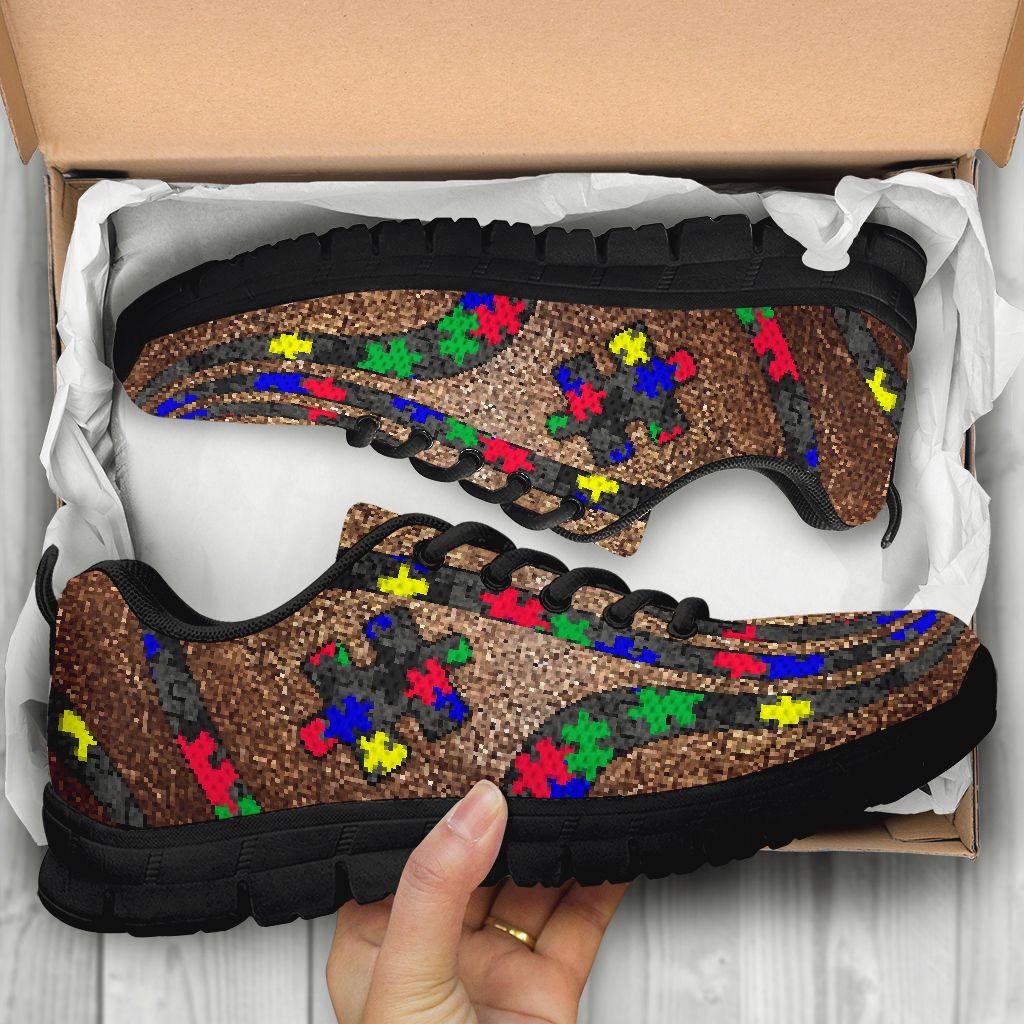 Autism Line Leather Pattern Print Autism Awareness Sneakers 0622