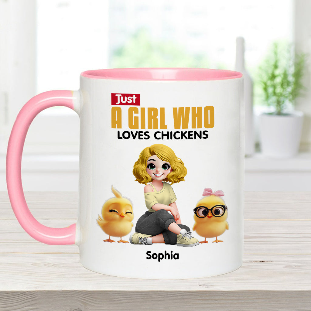 Just A Girl Who Loves Chickens - Personalized Chicken Accent Mug