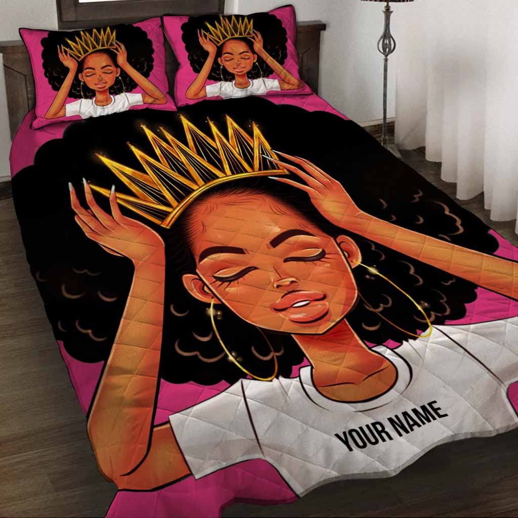 Black Queen - Personalized African American Quilt Set 1121