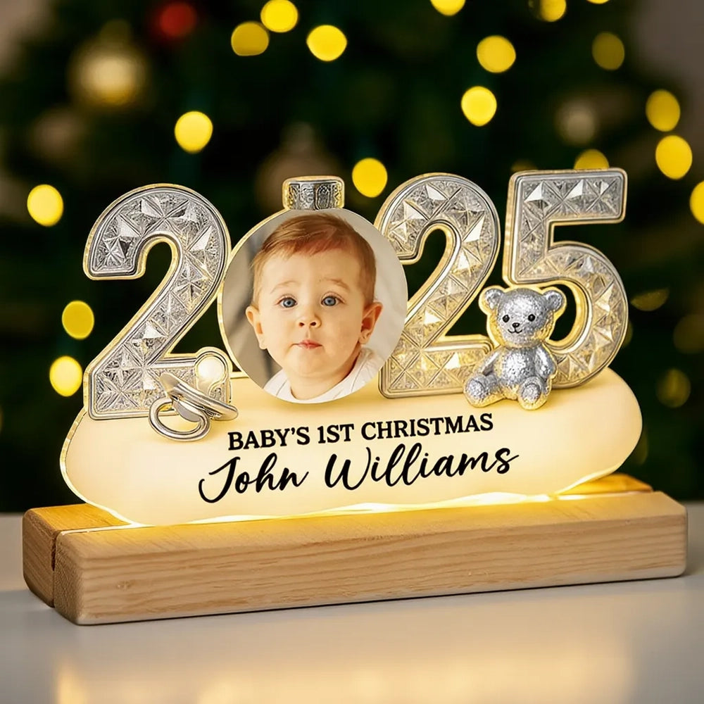 LED Light Plaque Baby Photo Night Light, Warm Glow for Christmas Nursery Decor, Cozy Keepsake, a Unique Gift for New Parents