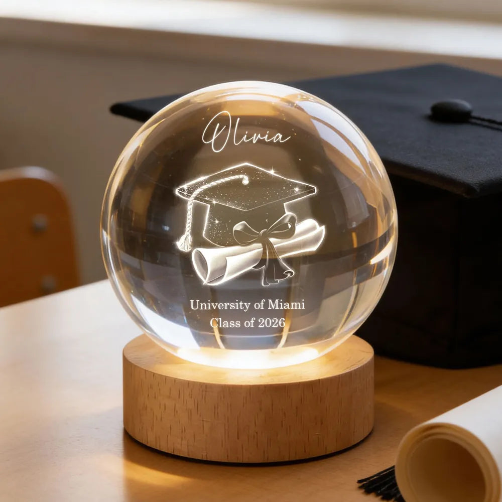 Globe Lamp Personalized Graduation Keepsake Night Light for Desk or Nightstand, Heartfelt Gift for a Grad