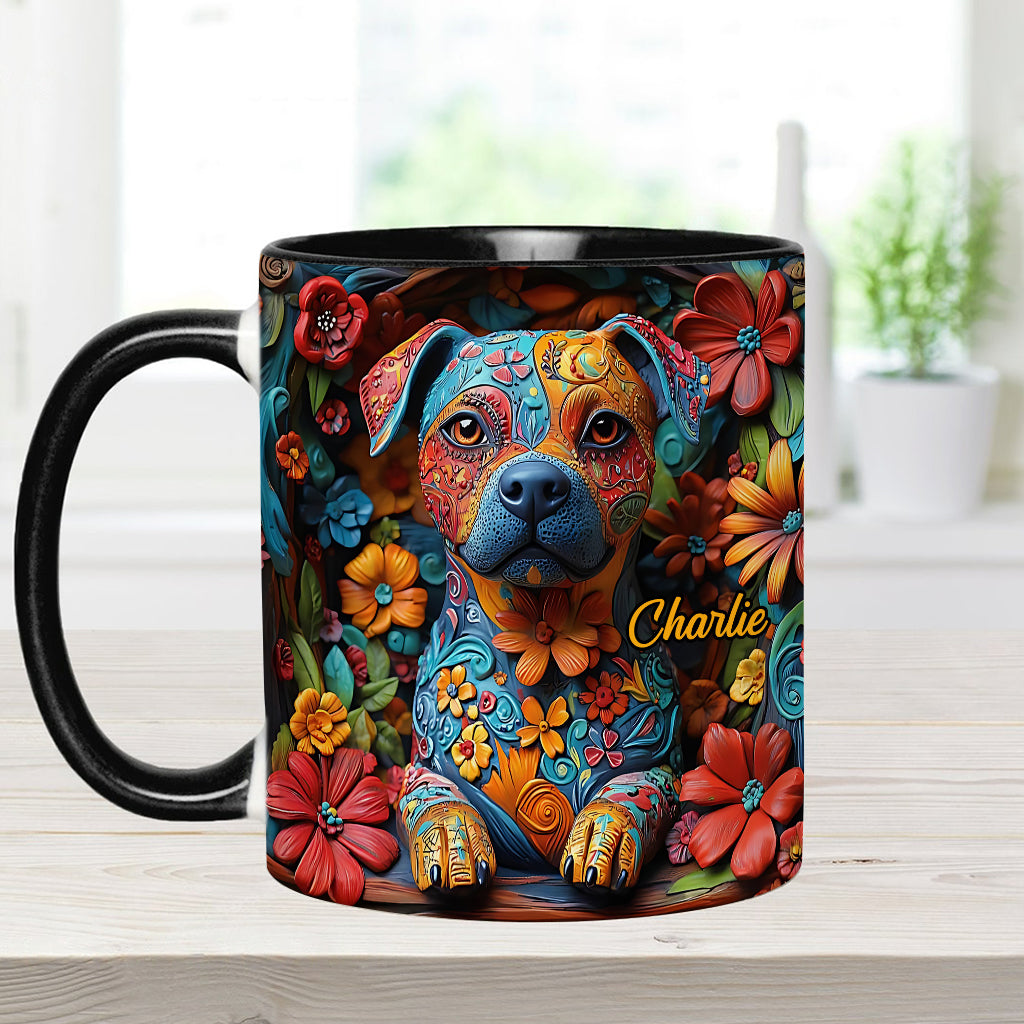 Colorful Pit Bull Dreams - Personalized Dog Accent Mug