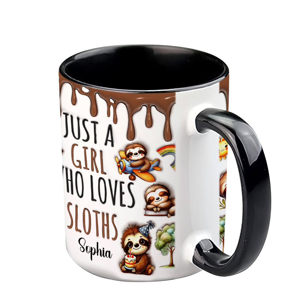 Just A Girl Who Loves Sloths - Personalized Sloth Accent Mug