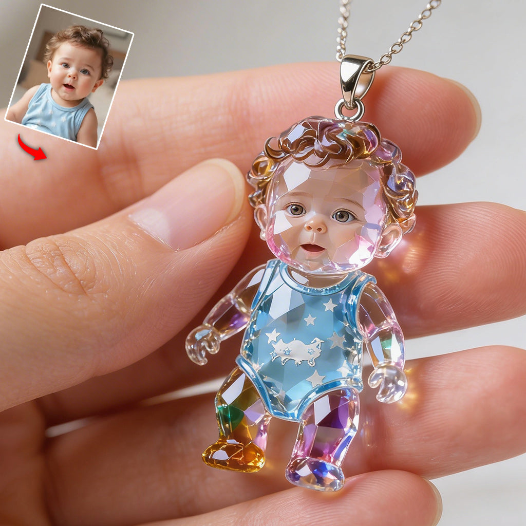 Custom Any Photo - Personalized Kid Shaped Acrylic Pendant Necklace