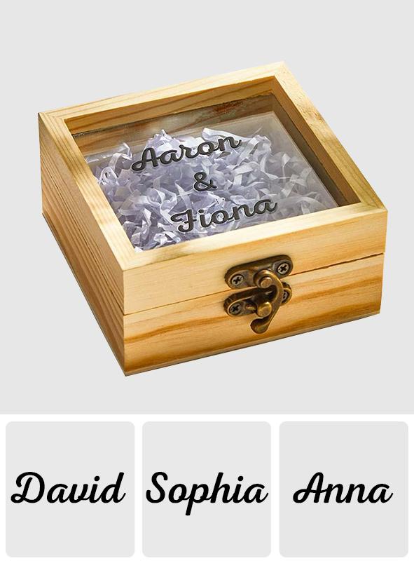Custom Text - Personalized Name Transparent Glass Wooden Gift Box
