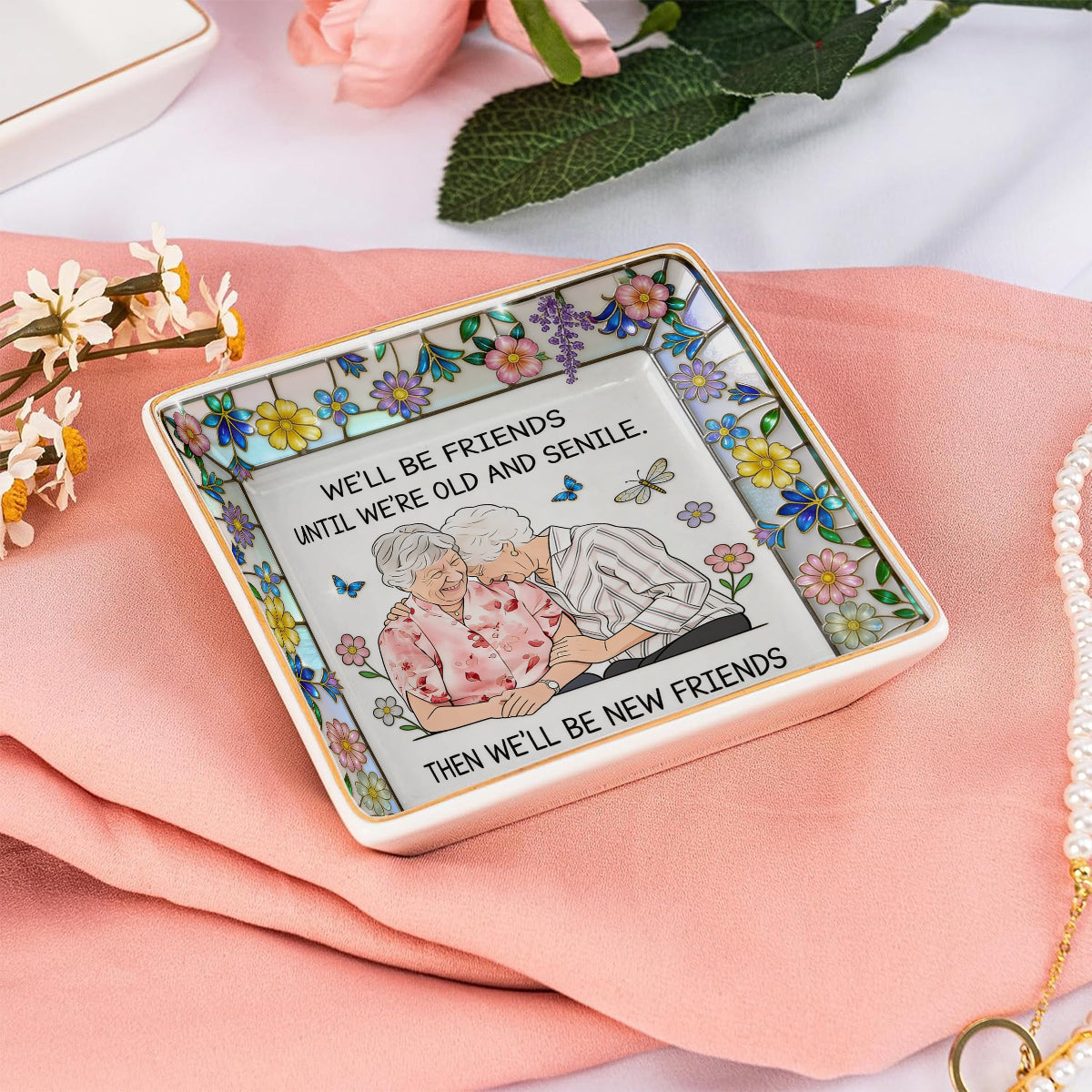 Bestie Gift Idea - Personalized Bestie Fully Printed Jewelry Dish