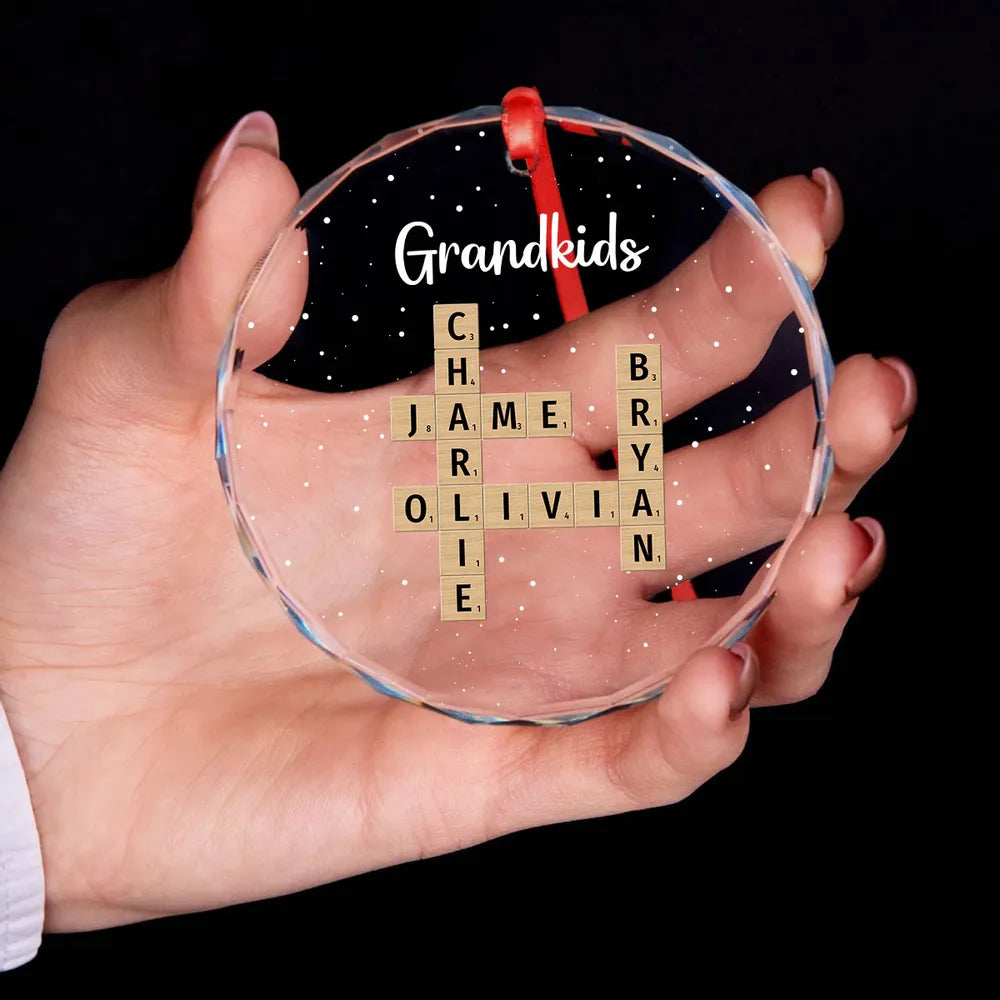 Personalized Grandkids Pillow - Custom Name Cross Plaque - Perfect Gift for Grandparents, Holiday Decor Keepsake