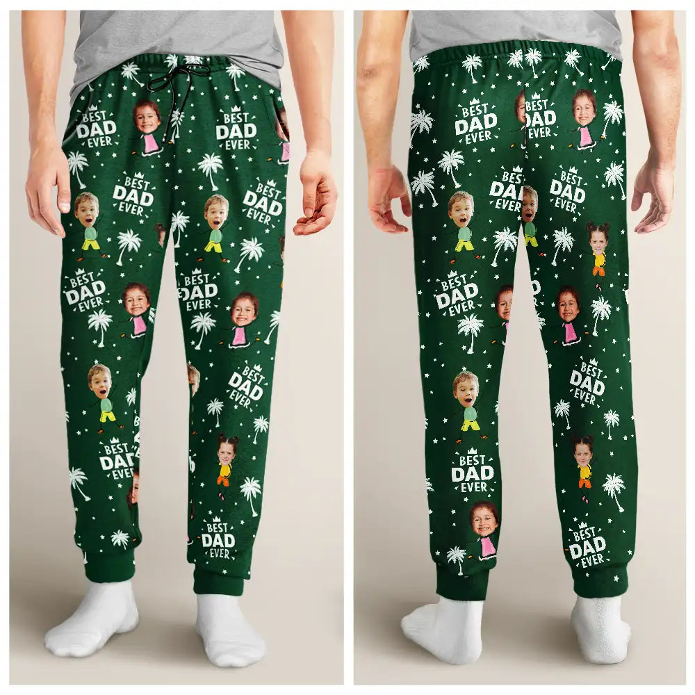 Best Dad Ever Sweatpants – Fun Personalized Pajamas with Kids’ Faces – Perfect Gift for Father’s Day or Birthdays