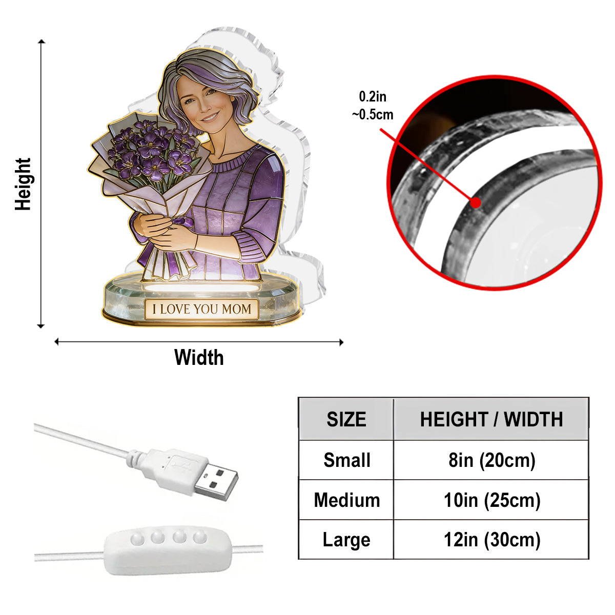 I Love You - Personalized Mother Acrylic LED Night Light