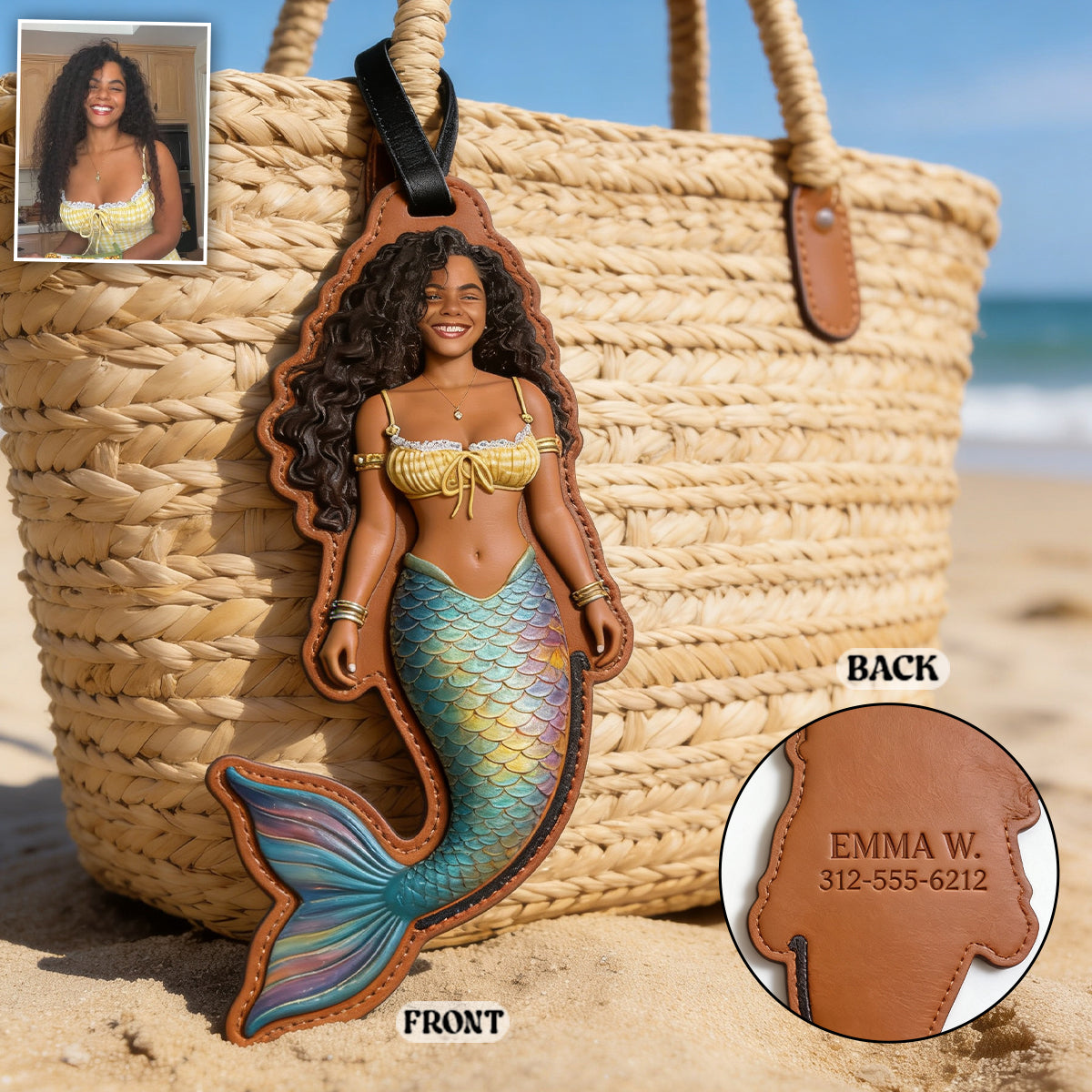 Beach Lover - Personalized Mermaid Luggage Tag