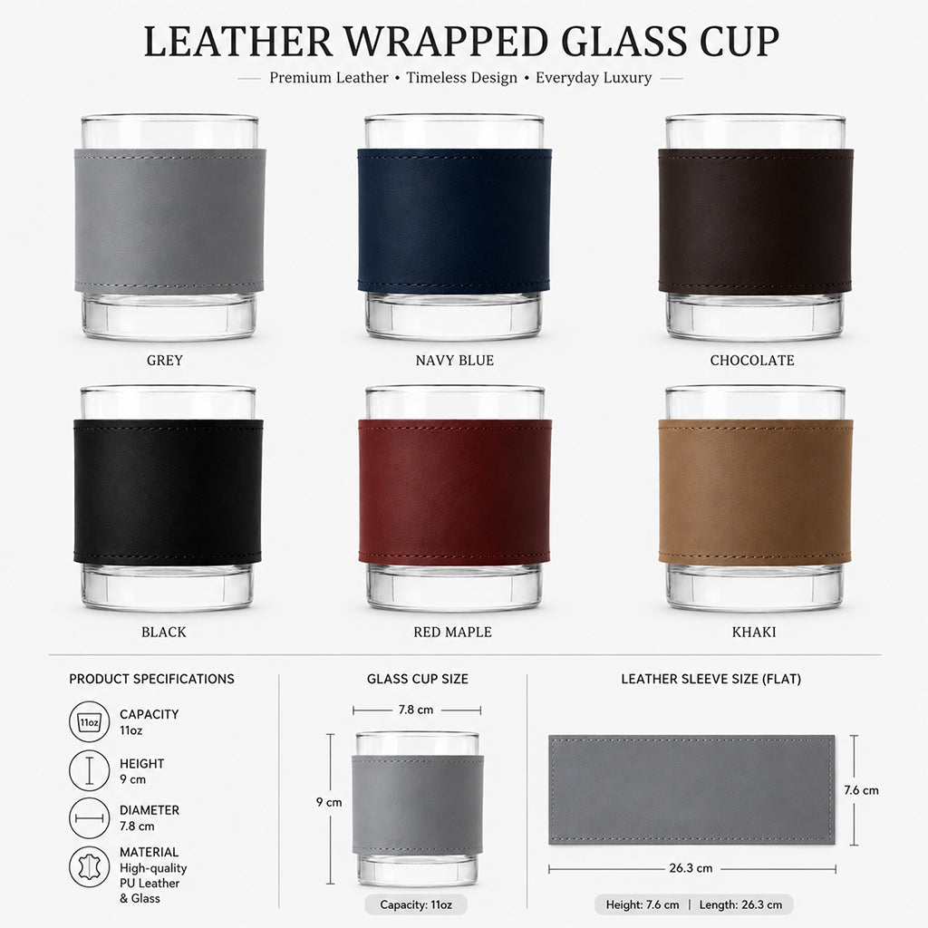Initial Custom For Whiskey Lovers - Personalized Whisky Whiskey Glass With Leather Holder