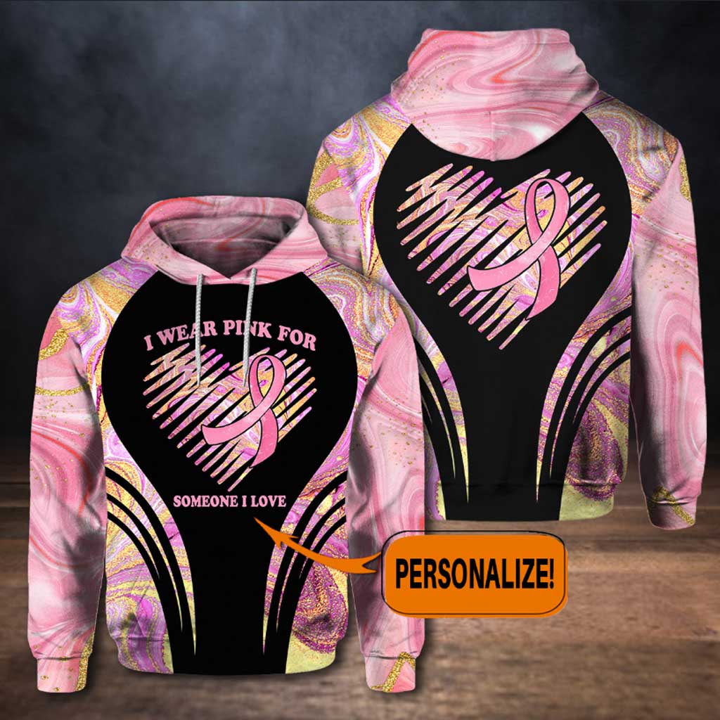 I Wear Pink - Breast Cancer Awareness Personalized All Over T-shirt and Hoodie