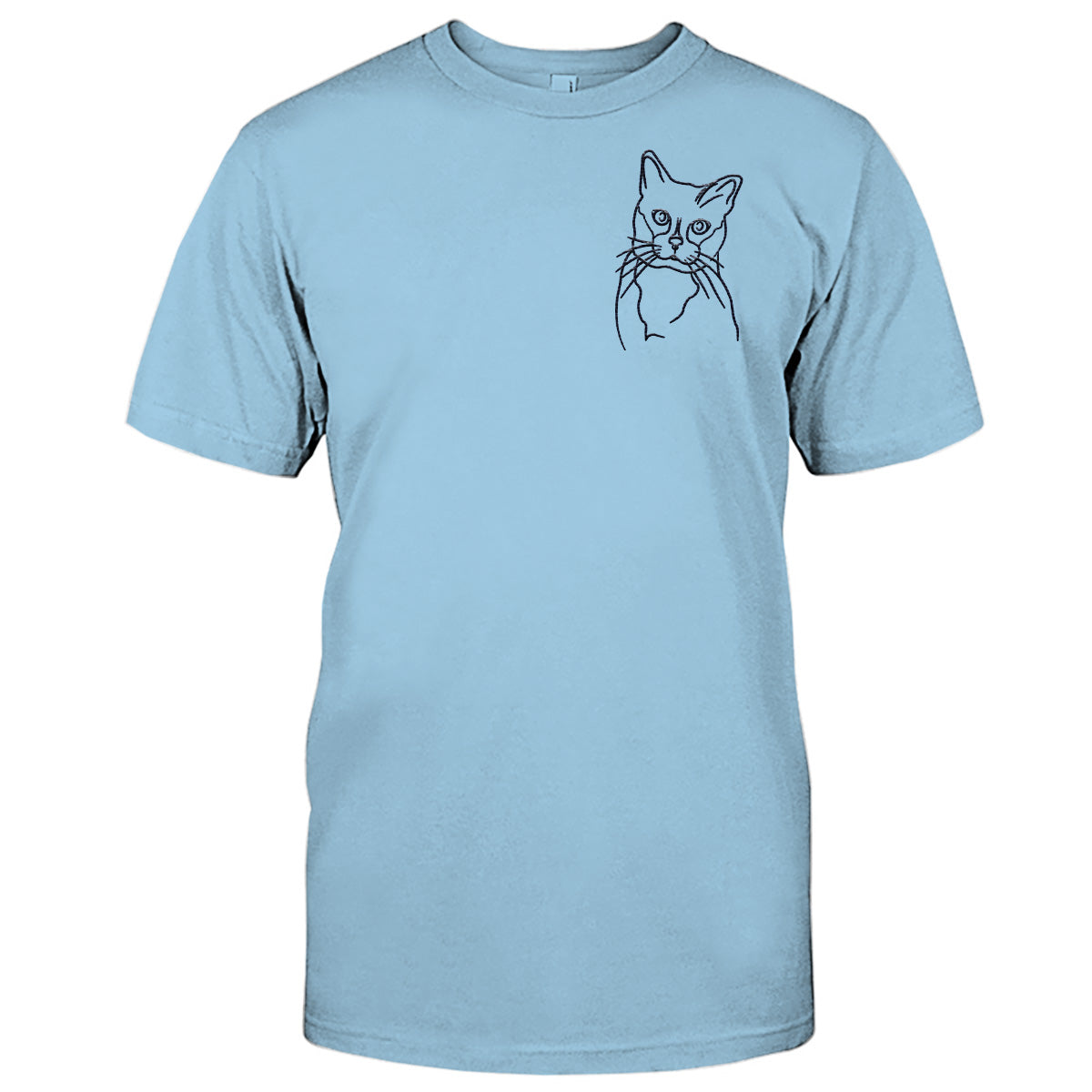 Custom Line Art - Personalized Cat Embroidered T-shirt