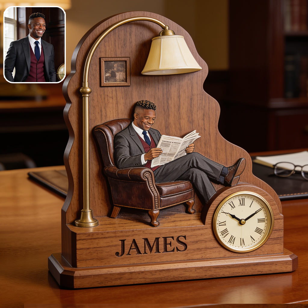Any Photo - Gift For Him - Personalized Luxury Desk Clock Plaque