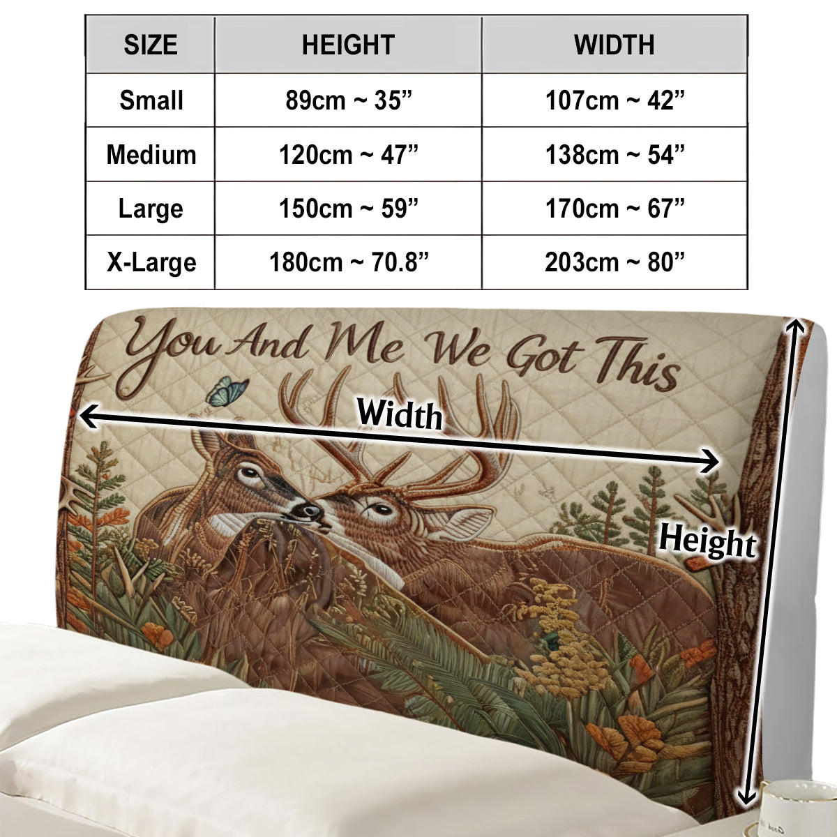 Deer Couple - Personalized Hunting Headboard Slipcover