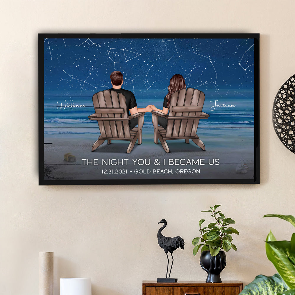 Personalized Poster of Our Starry Night – Custom Couple Poster – ‘The Night You & I Became Us’ – Ideal Gift for Lovers, Wedding, or Anniversary