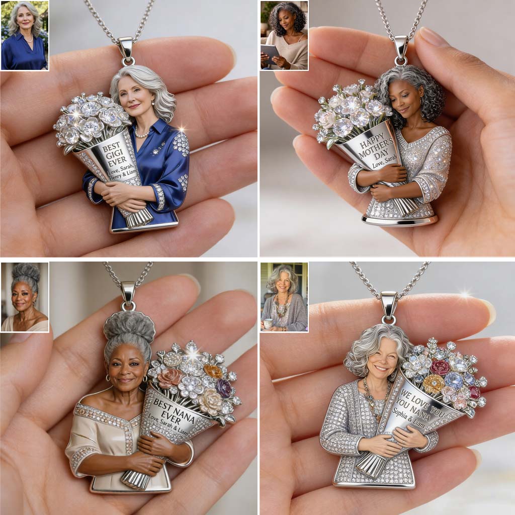 Custom Any Photo, Best Gift For Mom & Grandma - Personalized Mother Shaped Metal Pendant Necklace
