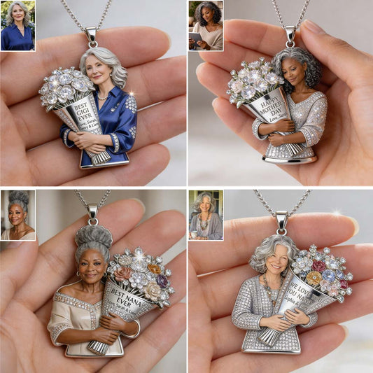 Custom Any Photo, Best Gift For Mom & Grandma - Personalized Mother Shaped Metal Pendant Necklace