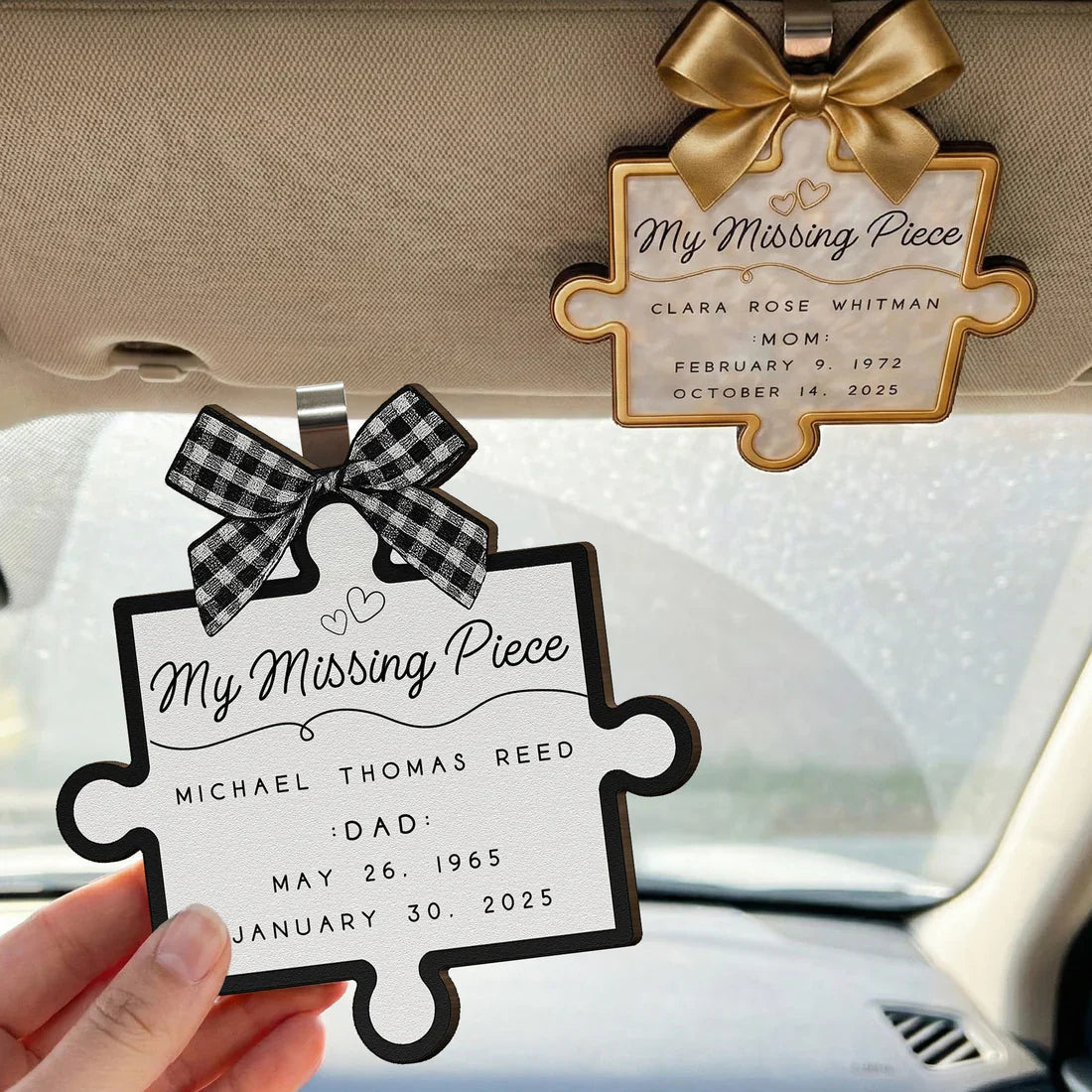 Personalized Wooden Car Visor Clip My Missing Piece Puzzle Keepsake for Mom or Dad, Unique Memorial Gift for Daily Drives