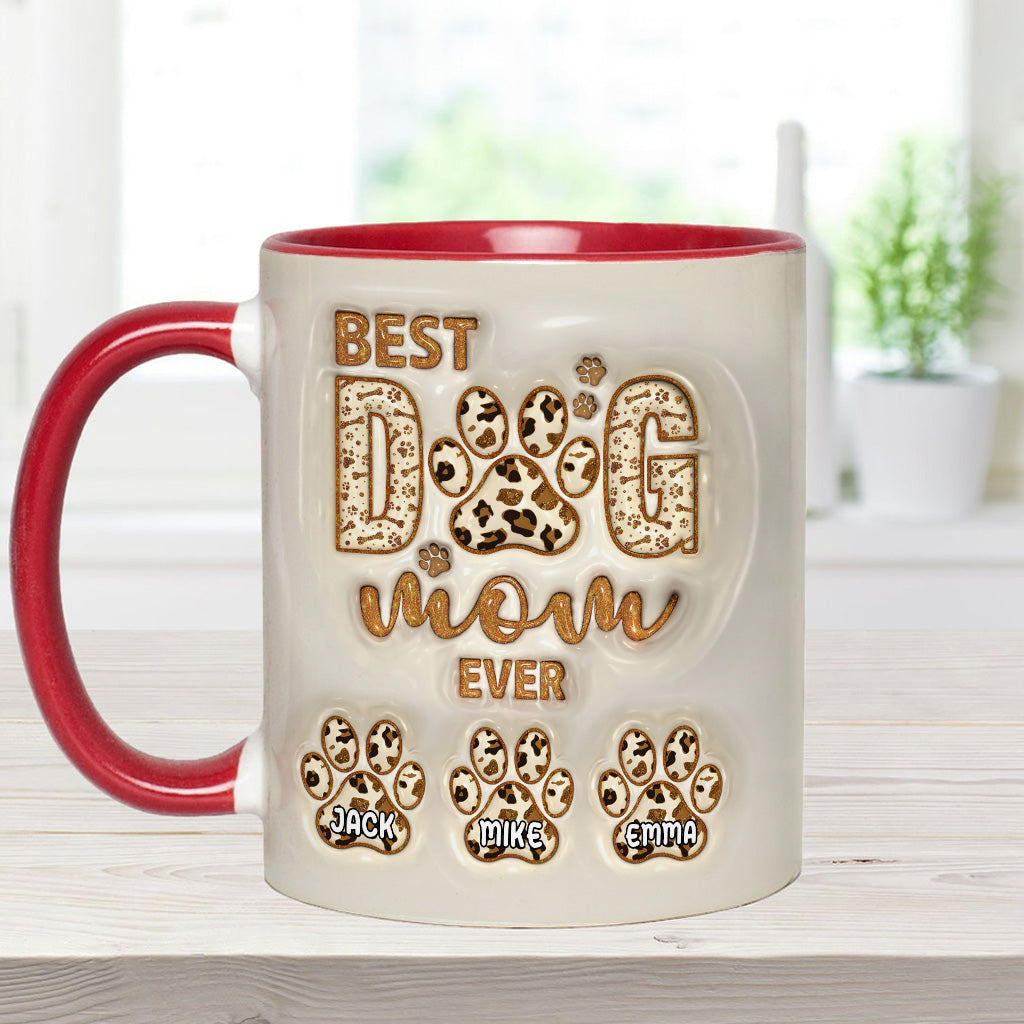 Best Dog Mama Ever - Personalized Dog Accent Mug