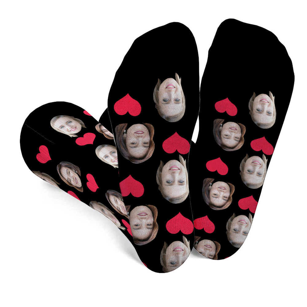 Custom Face Heart Pattern - Personalized Bestie Socks