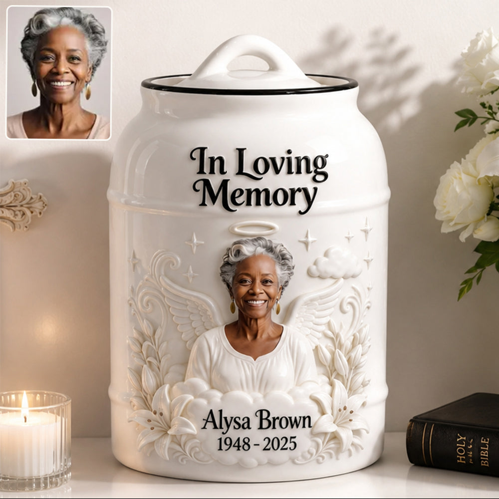 Custom Made Ceramic Urn From Any Photo - Personalized Memorial Urn