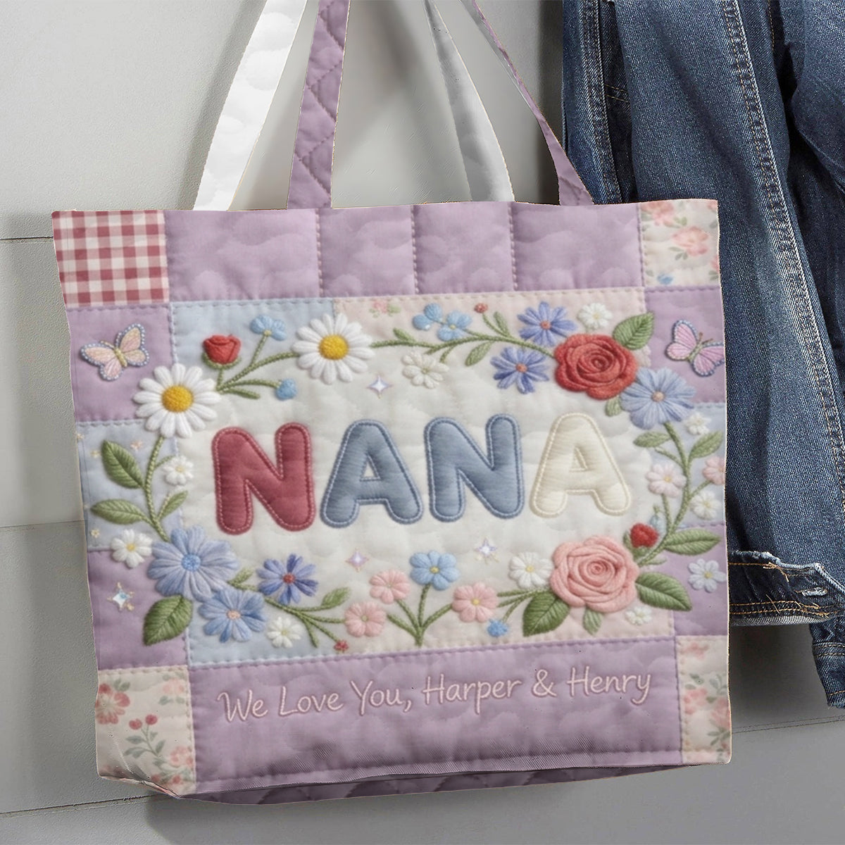 Custom Any Title - Personalized Mother Quilted Tote Bag