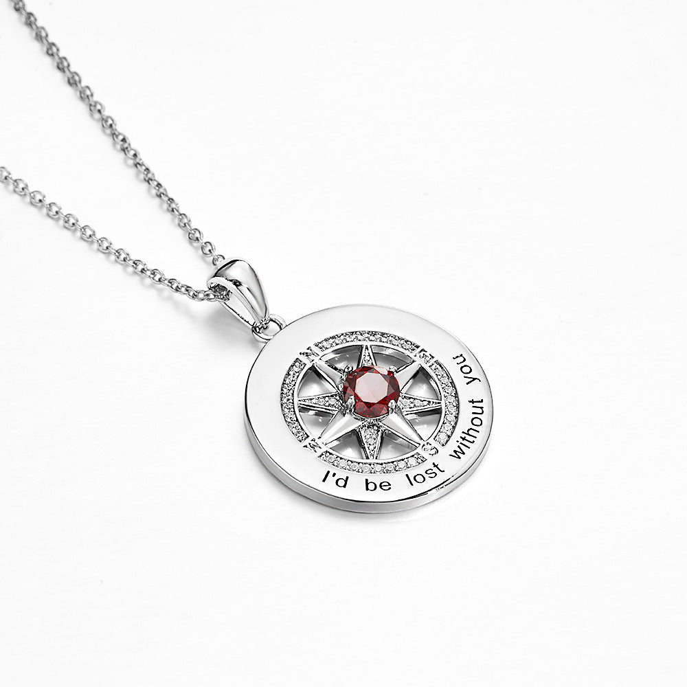 Birthstone Any Text - Personalized Birthstone Necklace