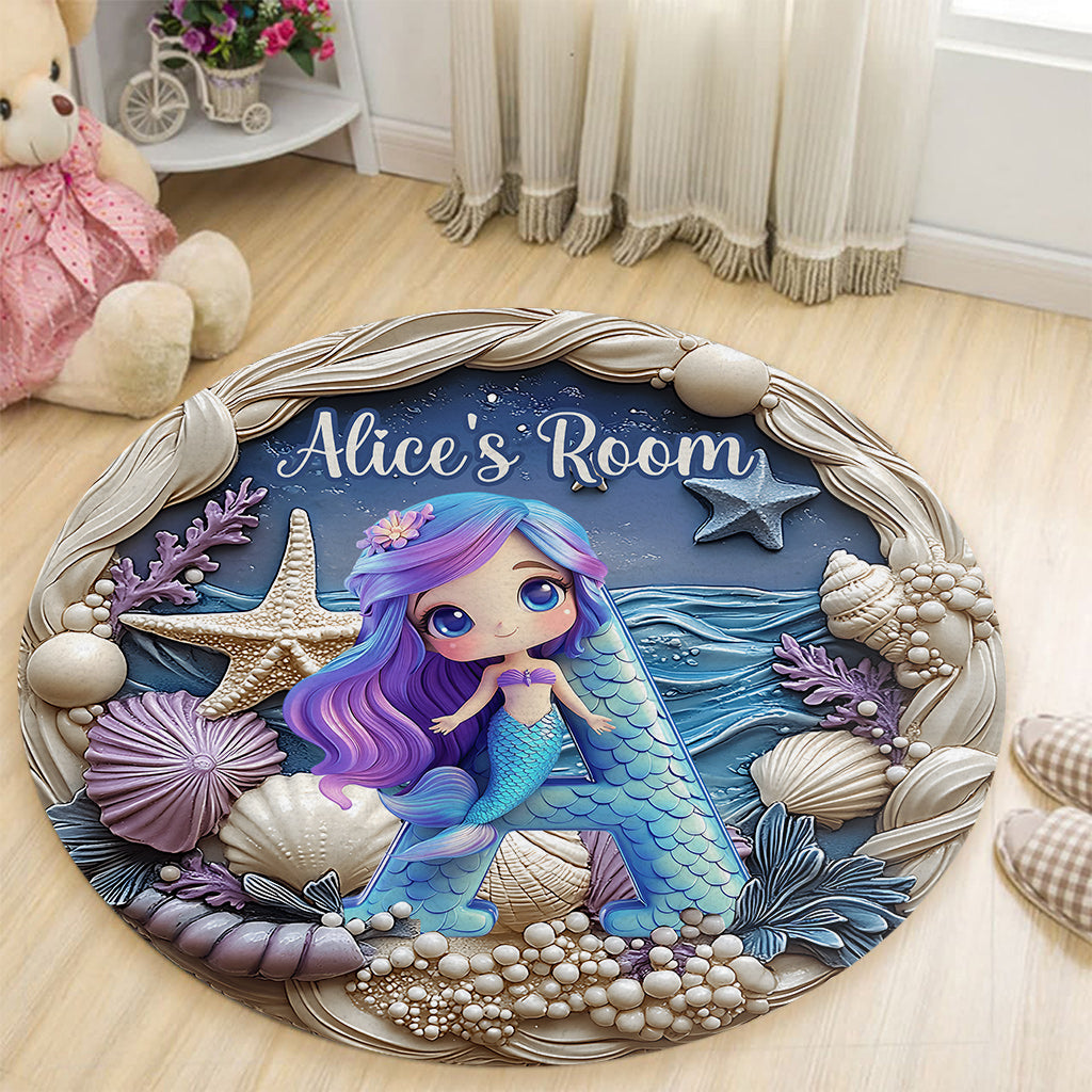 Beautiful Letter Gift For Grandkids - Personalized Kid Round Rug