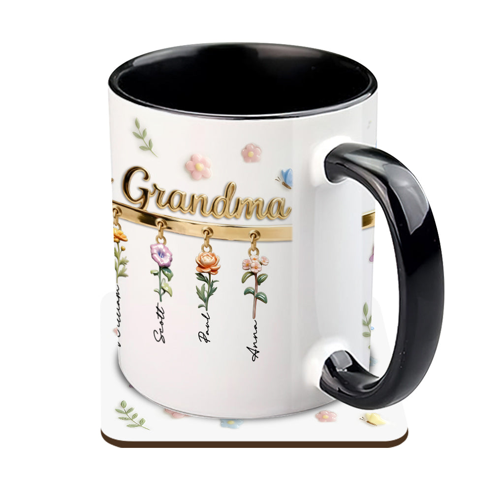 First Mom Now Grandma - Personalized Grandma Accent Mug & Coaster