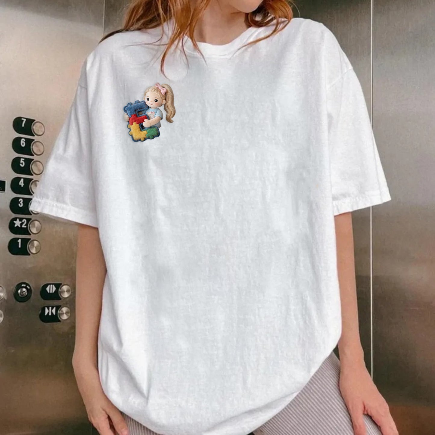 Custom Any Photo, Any Letter - Personalized Autism Awareness Plush Brooch