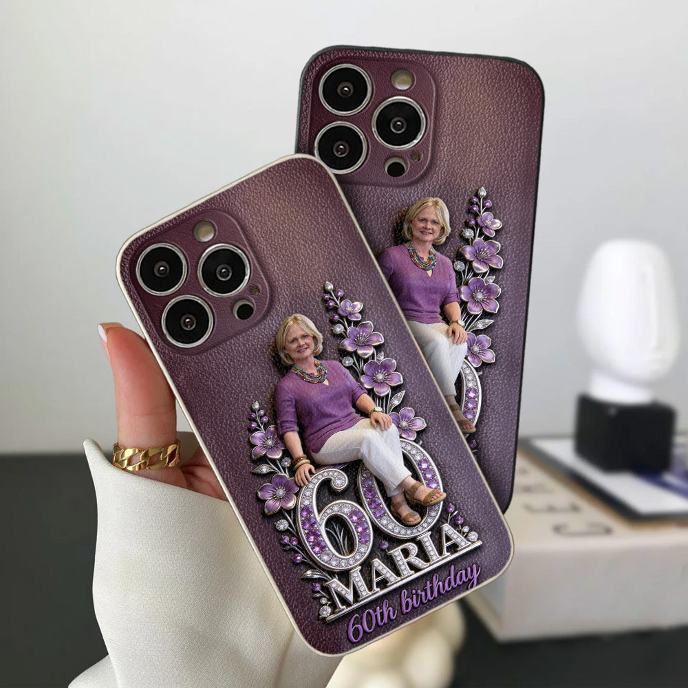 Custom Any Photo Perfect Gift For Mom, Grandma - Personalized Birthday 3D Embossed Leather Phone Case