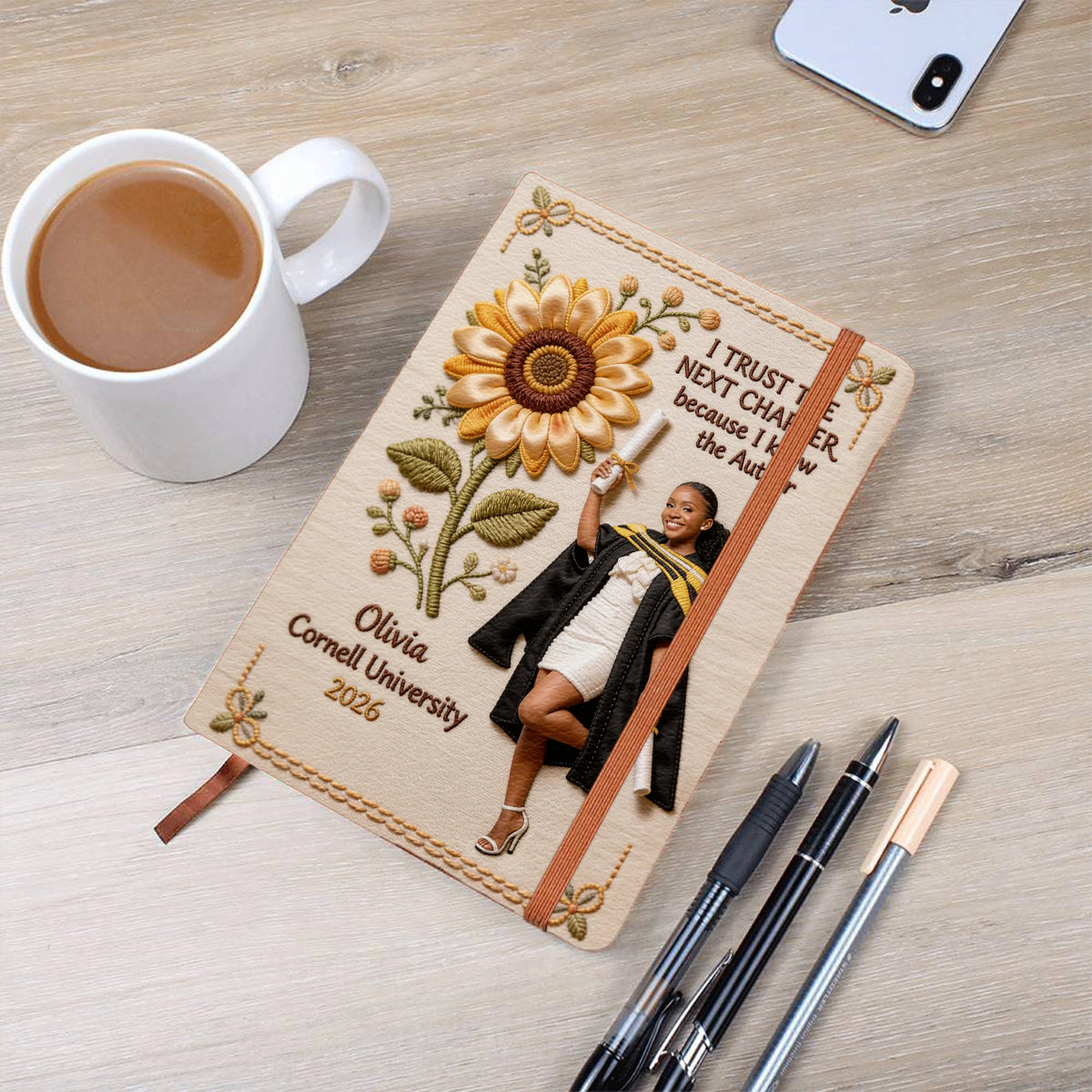 Floral Graduation - Personalized Graduation Leather Journal