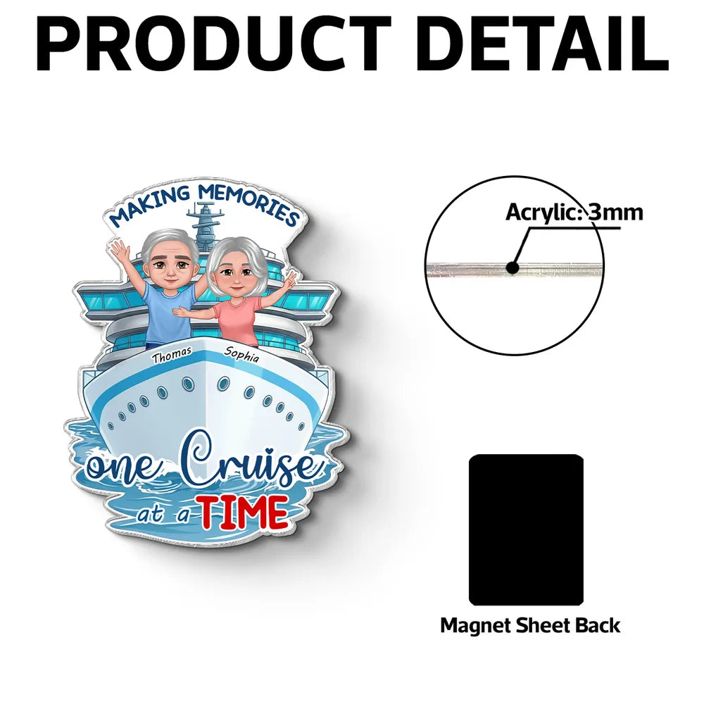 Making Memories One Cruise at a Time Acrylic Magnet - Personalized Cruise Ship Door Keepsake, Sweet Couple Travel Gift